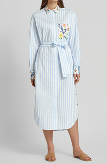 Stylish Striped Splicing Shirt Dress