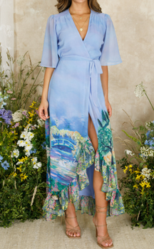 Fab Floral Wrap Chiffon Dress