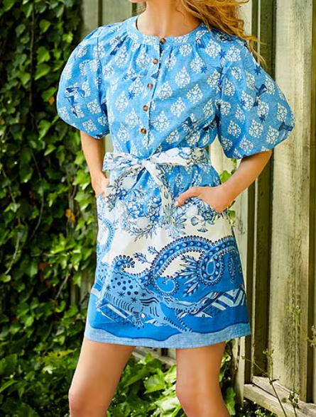 The Blue Floral Puff Sleeve Dress