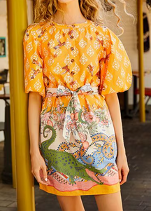 The Blue Floral Puff Sleeve Dress